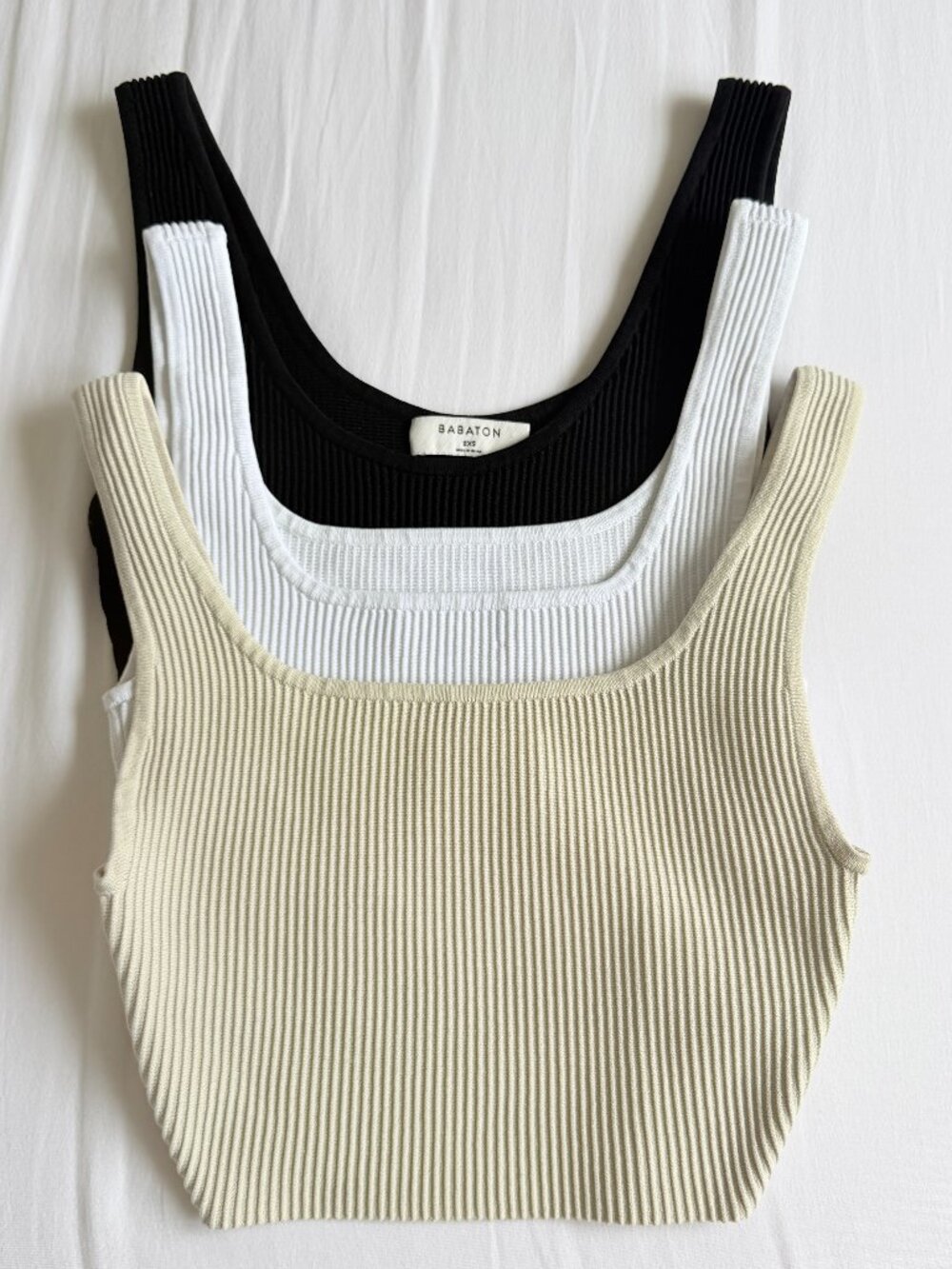 Aritzia Babaton Sculpt Knit Cropped Tank Bundle | 2XS | Black White Beige